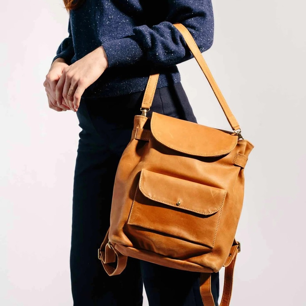 Noonday Collection Tan Leather Backpack - Picture 8 of 8